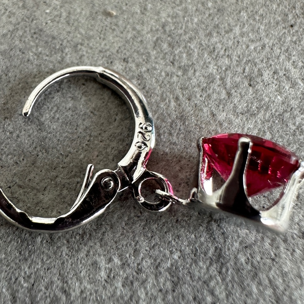 Sterling Silver Necklace and Earring Set with Pink Gemstones - Picture 9 of 10